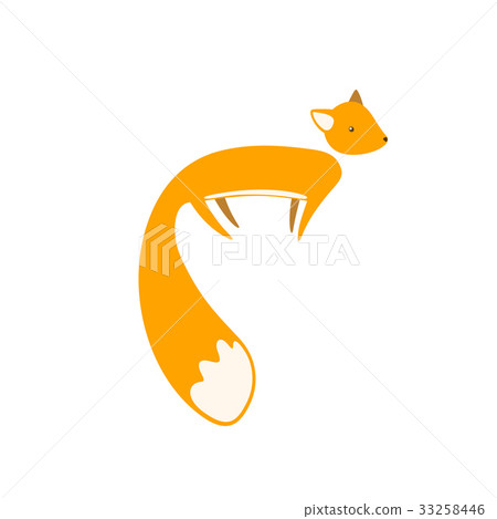 Cute cartoon fox with big tail in flat style. Cute cartoon fox with big tail in flat style. 33258446