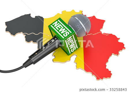 Belgian News concept, microphone news on the map Belgian News concept, microphone news on the map 33258843