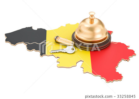 Belgium booking concept. Belgian flag with key Belgium booking concept. Belgian flag with key 33258845