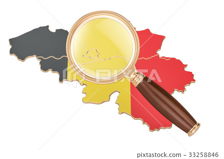 Belgium under magnifying glass, analysis concept Belgium under magnifying glass, analysis concept 33258846