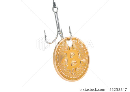 Bitcoin on the hook, phishing concept Bitcoin on the hook, phishing concept 33258847