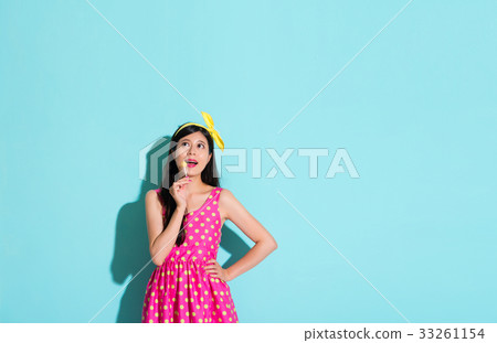 happy pretty woman wearing cute dress clothing happy pretty woman wearing cute dress clothing 33261154