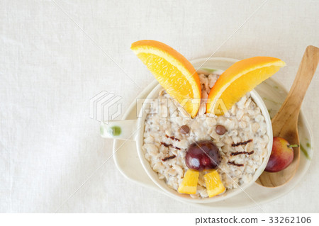 rabbit oatmeal breakfast, fun food art for kids rabbit oatmeal breakfast, fun food art for kids 33262106