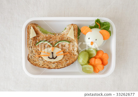 Cat and mouse healthy lunch box, food art for kids 33262677