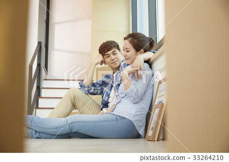 夫婦，休息，框，移動，準備移動 33264210