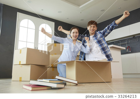 夫婦，盒子，移動，準備移動 33264213
