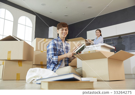 夫婦，盒子，移動，準備移動 33264275