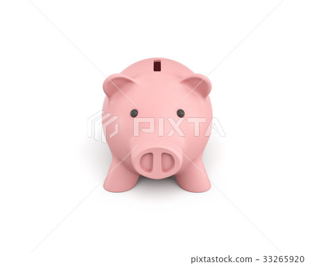 3d rendering of a pink ceramic piggy bank isolated 33265920