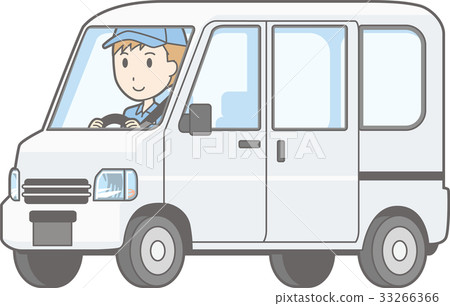 Illustration where a man is driving a mini car van Illustration where a man is driving a mini car van 33266366