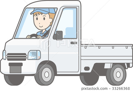 一個人駕駛一輛微型汽車卡車的例證 一個人駕駛一輛微型汽車卡車的例證 33266368