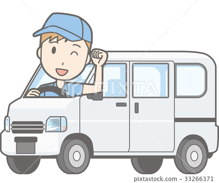 乘坐微型汽車搬運車的一個人擺在的例證 乘坐微型汽車搬運車的一個人擺在的例證 33266371