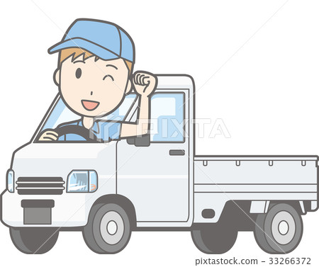乘坐輕型汽車卡車的一個人擺在的例證 乘坐輕型汽車卡車的一個人擺在的例證 33266372