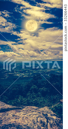 Landscape of night sky with cloudy and full moon Landscape of night sky with cloudy and full moon 33266443