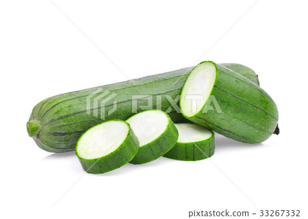 fresh green sponge gourd or luffa with slice  33267332