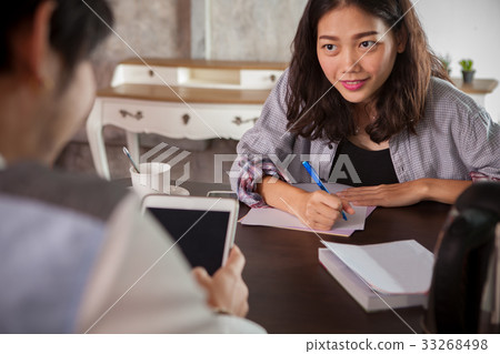 woman website content writer interview successful business man woman website content writer interview successful business man 33268498