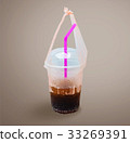 Plastic cup of soft drink isolated. 33269391