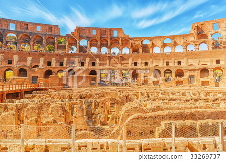 Inside the amphitheater of Coliseum in Rome Inside the amphitheater of Coliseum in Rome 33269737