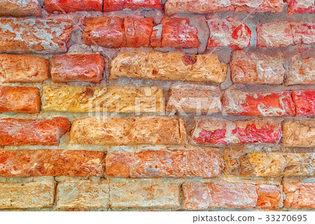 Texture of a brick wall made from old red bricks 33270695