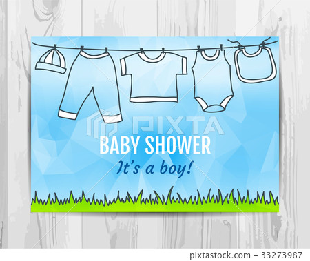 Baby boy shower invitation card. Baby boy shower invitation card. 33273987