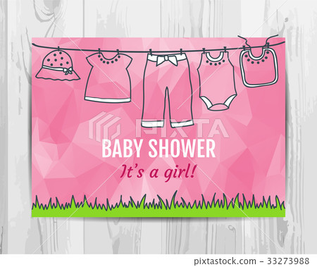 Baby girl shower invitation card. Baby girl shower invitation card. 33273988