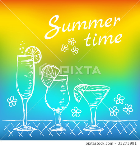 Illustration of tropical exotic cocktails. Illustration of tropical exotic cocktails. 33273991
