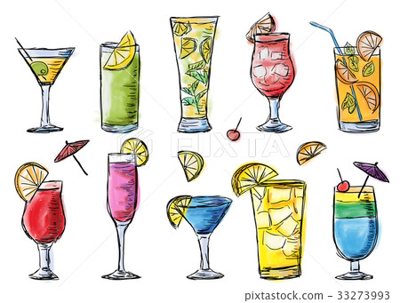 Illustration of tropical exotic cocktails. Illustration of tropical exotic cocktails. 33273993