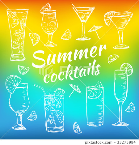 Illustration of tropical exotic cocktails. Illustration of tropical exotic cocktails. 33273994