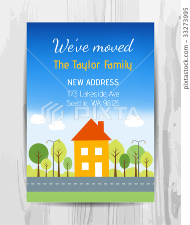 Welcome party invitation card. New home flyer. Welcome party invitation card. New home flyer. 33273995