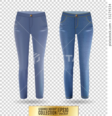 Blank leggings mockup set, blue and denim on Blank leggings mockup set, blue and denim on 33274534