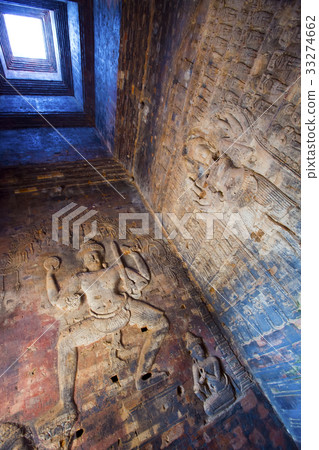 Cambodia. Siem Reap. Carved stone patterns on temp Cambodia. Siem Reap. Carved stone patterns on temp 33274662