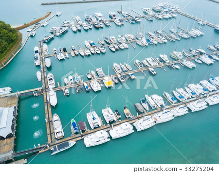 high angle view of marina bay in phuket island high angle view of marina bay in phuket island 33275204