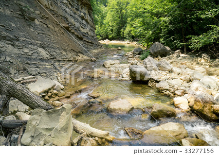 Waterfall on a Mountain River of Crimea Waterfall on a Mountain River of Crimea 33277156