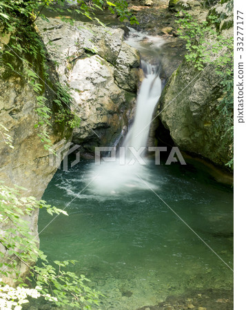 Waterfall on a Mountain River of Crimea 33277177