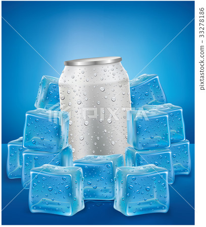 White Aluminum Tin Cans in ice cubes White Aluminum Tin Cans in ice cubes 33278186