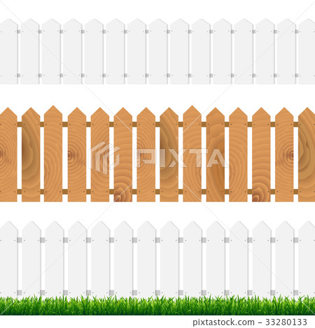 Fence With Green Grass And Blue Sky Fence With Green Grass And Blue Sky 33280133
