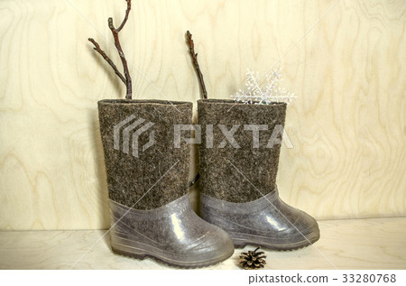 Warm baby wool boots with galoshes 33280768