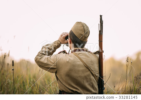 Man Dressed As Russian Soviet Red Army Infantry 33281145