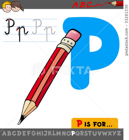 letter p with cartoon pencil object 33281330