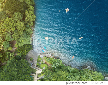 Top view of blue lagoon water Top view of blue lagoon water 33281745