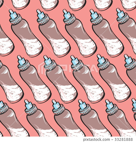 Baby milk bottle seamless pattern. Baby milk bottle seamless pattern. 33281888
