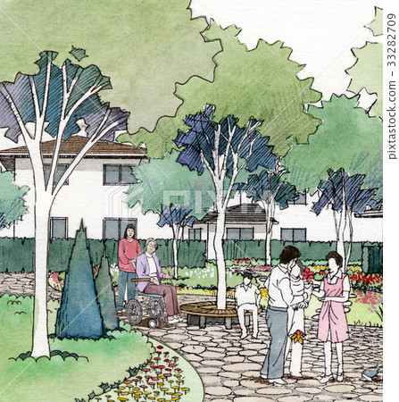 媽媽朋友常設故事家庭散步公園景觀環球莊園障礙價值通用設計 33282709