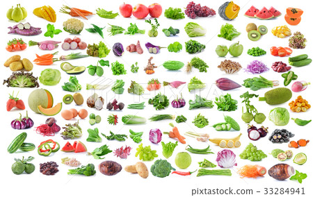 fruit and vegetable isolated on white background 33284941