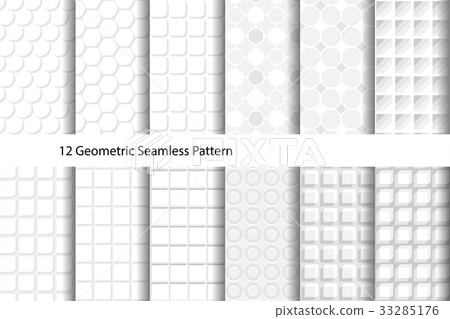 White Textured Geometric Seamless Pattern. 33285176