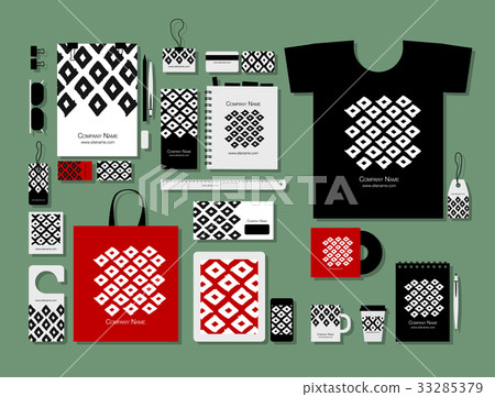 Corporate flat mock-up template, geometric fabric 33285379