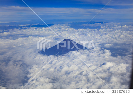 八月，夏天，富士山雲層之上 33287653