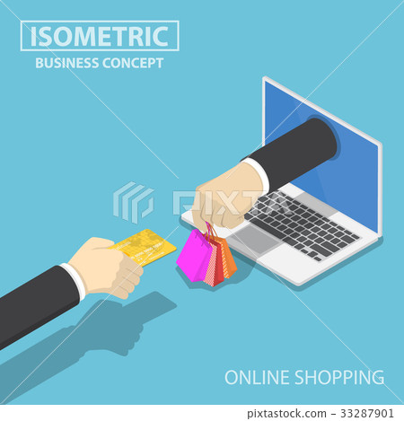 Businessman hand use credit card shopping online. 33287901