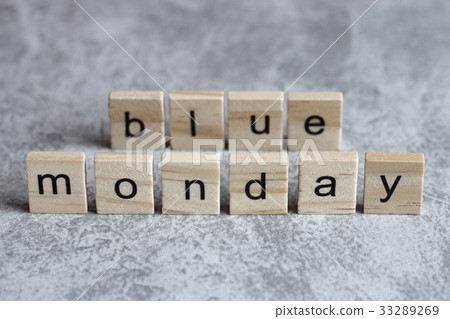 Monday blue word written on wood cube Monday blue word written on wood cube 33289269