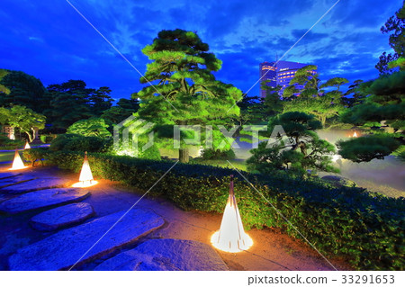 Tamamo Park Lyununkaku Garden and Sunport Takamatsu Night View 33291653