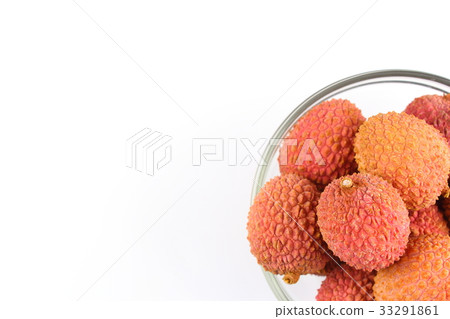 lychee fruits in a small glass bowl with copyspace lychee fruits in a small glass bowl with copyspace 33291861