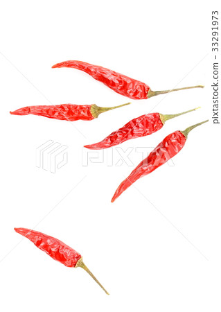 dried thai chili peppers isolated on white 33291973